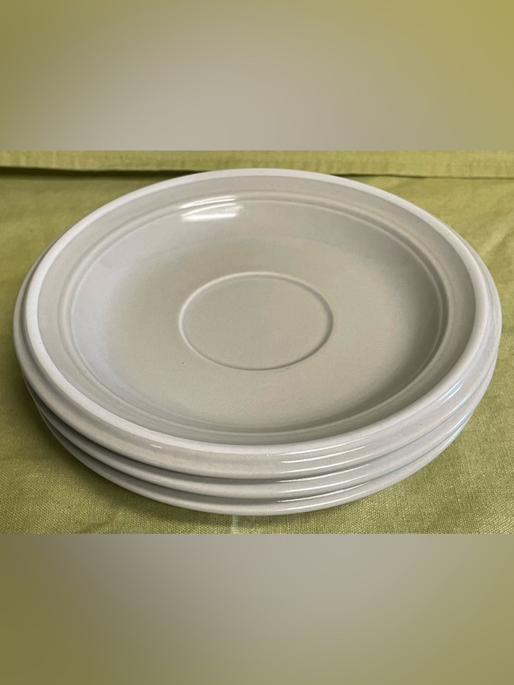 K8402 Home Beautiful Japan Stoneware Set of 3 Saucers Gray with White Ring Band